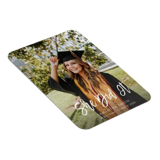 Magnet Flexible Elle L'A Fait Moderne Script Graduation Photo (Côté Droit)