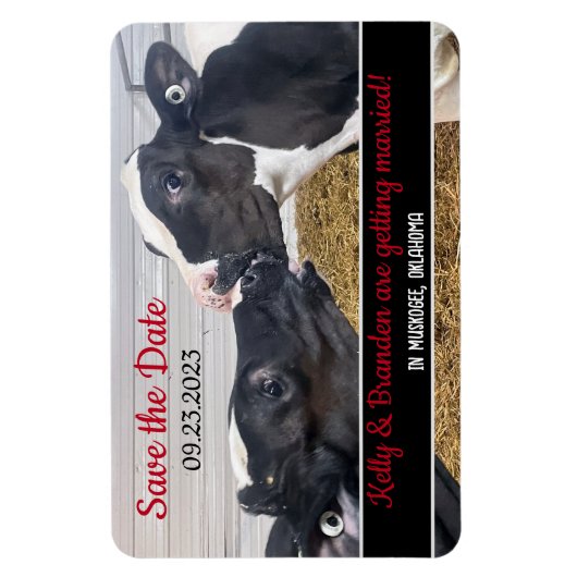 Magnet Flexible Embrasser les veaux Mariage Enregistrer la date (Vertical)