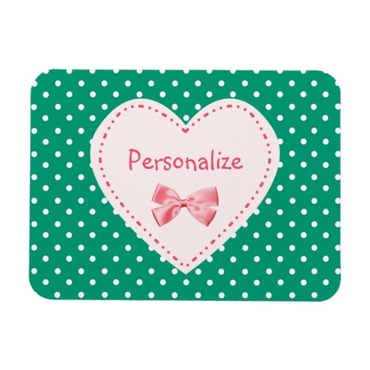 Magnet Flexible Emerald Green Heart Avec Nom (Horizontal)