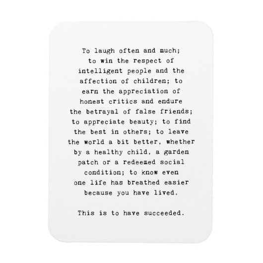 Magnet Flexible Emerson inspiration citation succès d'aimant frigo (Vertical)