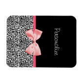 Magnet Flexible Empreinte de léopard tendance et ruban rose avec n (Horizontal)