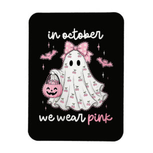 Magnet Flexible en Octobre Nous Portons Rose Fantôme Halloween