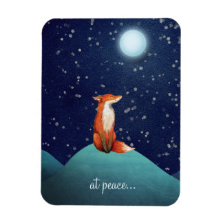 Magnet Flexible en paix ~ Renard charmant assis sous une Pleine lu