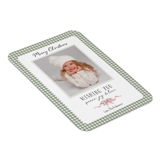 Magnet Flexible En vichy Vert mignon Plaid Preppy Photo (Côté Droit)