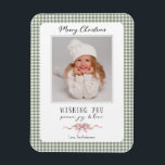 Magnet Flexible En vichy Vert mignon Plaid Preppy Photo<br><div class="desc">Un mignon aimant photo en vichy plaid preppy Christmas. Personnalisez-le avec votre photo et votre nom.</div>