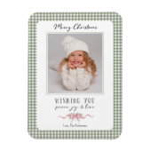 Magnet Flexible En vichy Vert mignon Plaid Preppy Photo (Vertical)