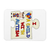 Magnet Flexible Enfant avec la fille 2 de brune d'autisme (Horizontal)