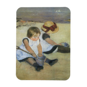 Magnet Flexible Enfants Jouant sur la Plage de Mary Cassatt