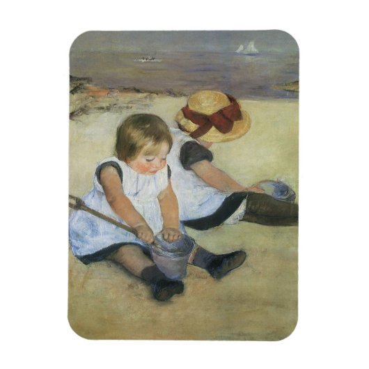 Magnet Flexible Enfants jouant sur la plage par Mary Cassatt (Vertical)
