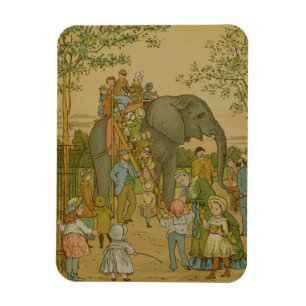 Magnet Flexible Enfants montant sur l'éléphant (litho)