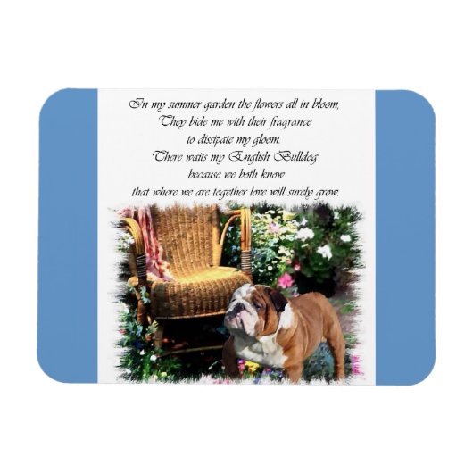 Magnet Flexible English Bulldog Art Summer Garden (Horizontal)