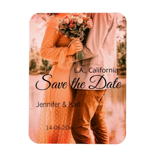 Magnet Flexible Enregistrer la date ajouter nom du couple lieu dat (Vertical)