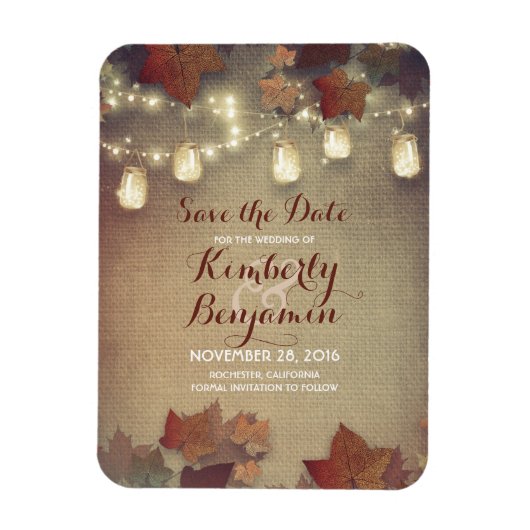 Magnet Flexible Enregistrer la date Automne Mason Jar Lumières Rus (Vertical)