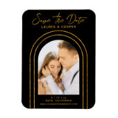 Magnet Flexible Enregistrer La Date Black Gold Style Art Déco Mari (Vertical)
