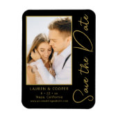 Magnet Flexible Enregistrer La Date Black Gold Style Mariage moder (Vertical)