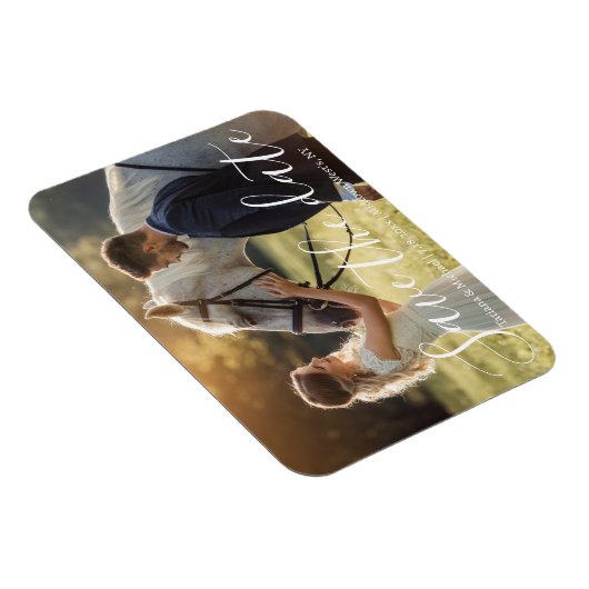 Magnet Flexible enregistrer la date blanc écriture mariage photo (Côté Droit)