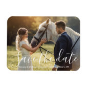 Magnet Flexible enregistrer la date blanc écriture mariage photo (Horizontal)