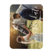 Magnet Flexible enregistrer la date blanc écriture mariage photo (Vertical)