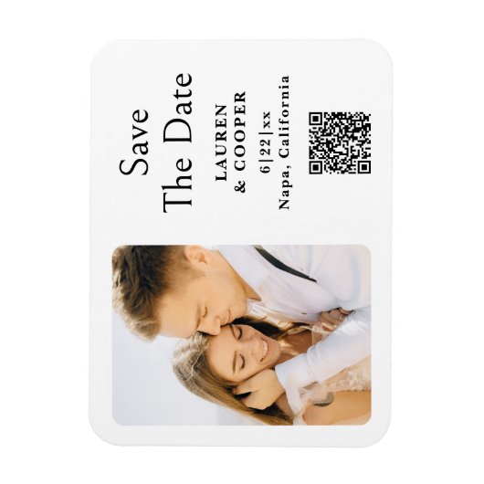 Magnet Flexible Enregistrer La Date Blanc Noir Style Mariage moder (Vertical)