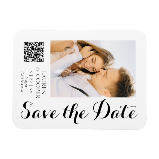 Magnet Flexible Enregistrer La Date Blanc Noir Style Mariage moder (Horizontal)
