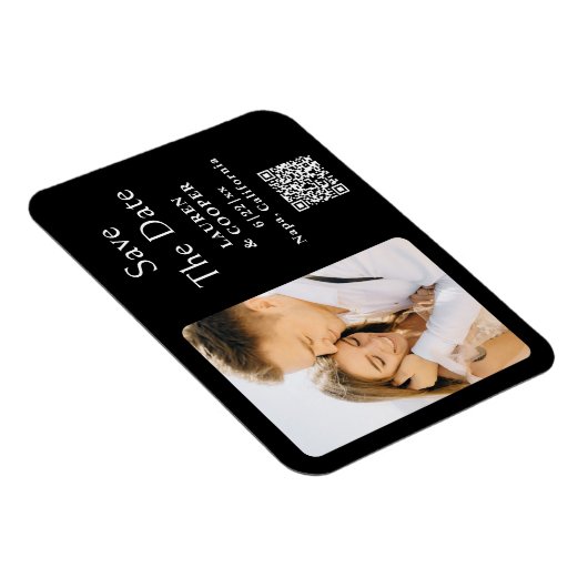 Magnet Flexible Enregistrer La Date Blanc Noir Style Mariage moder (Côté Droit)