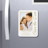Magnet Flexible Enregistrer La Date Blanc Or Style Mariage Moderne