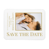 Magnet Flexible Enregistrer La Date Blanc Or Style Mariage Moderne (Horizontal)