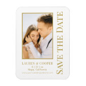 Magnet Flexible Enregistrer La Date Blanc Or Style Mariage Moderne (Vertical)