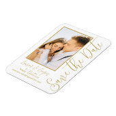 Magnet Flexible Enregistrer La Date Blanc Or Style Mariage Moderne (Côté Gauche)