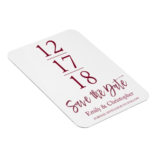 Magnet Flexible Enregistrer la date Bourgogne Marsala Script moder (Côté Droit)