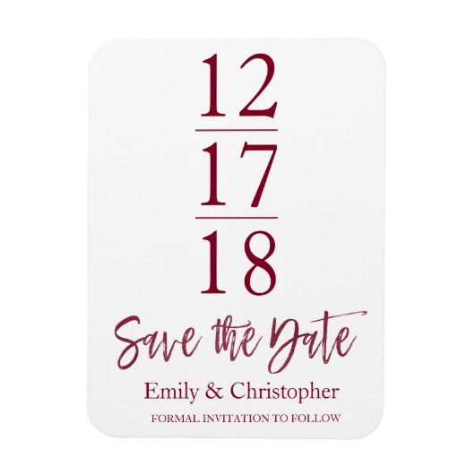 Magnet Flexible Enregistrer la date Bourgogne Marsala Script moder (Vertical)