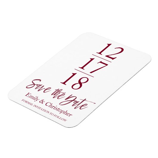 Magnet Flexible Enregistrer la date Bourgogne Marsala Script moder (Côté Gauche)