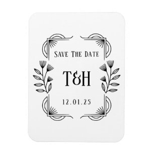Magnet Flexible Enregistrer la date Custom Art Déco Botanical Mono