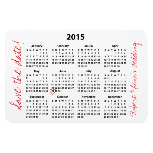 Magnet Flexible Enregistrer la date de l'aimant Calendrier annuel  (Horizontal)