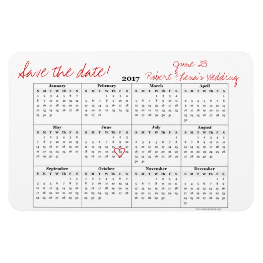Magnet Flexible Enregistrer la date de l'aimant Calendrier annuel  (Horizontal)