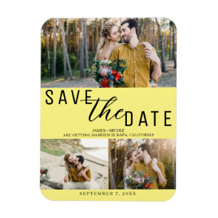 Magnet Flexible Enregistrer la date de mariage jaune 3 Photos