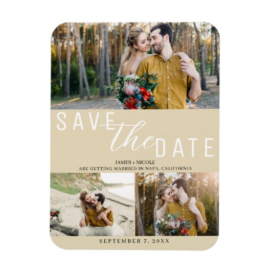 Magnet Flexible Enregistrer la date de mariage neutre beige clair (Vertical)