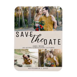 Magnet Flexible Enregistrer la date de mariage Teinte Rouge 3 Phot