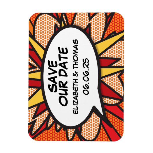 Magnet Flexible Enregistrer la date Discours Bubble Fun Retro Comi (Vertical)