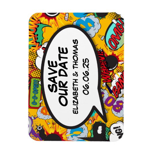 Magnet Flexible Enregistrer la date Discours Bubble Fun Retro Comi (Vertical)