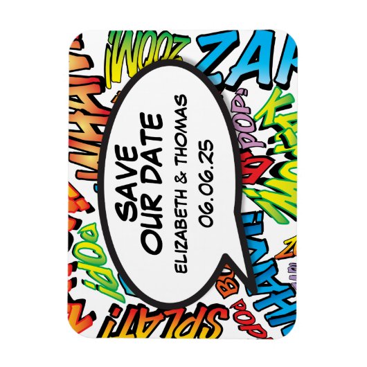 Magnet Flexible Enregistrer la date Discours Bubble Fun Retro Comi (Vertical)