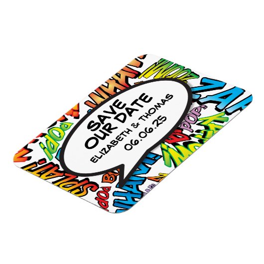 Magnet Flexible Enregistrer la date Discours Bubble Fun Retro Comi (Côté Gauche)