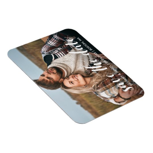 Magnet Flexible Enregistrer La Date Fiançailles Photo Script Moder (Côté Droit)
