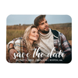 Magnet Flexible Enregistrer La Date Fiançailles Photo Script Moder