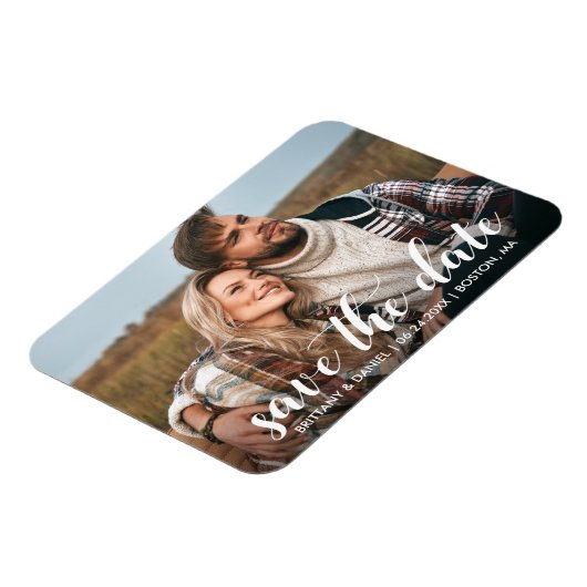 Magnet Flexible Enregistrer La Date Fiançailles Photo Script Moder (Côté Gauche)