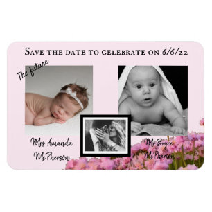 Magnet Flexible Enregistrer la date fleur sauvage rose
