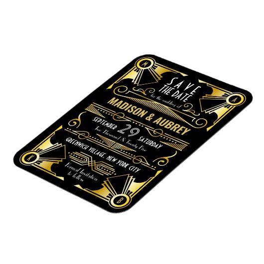 Magnet Flexible Enregistrer la date Gatsby Mariage Art Déco Gold N (Côté Gauche)