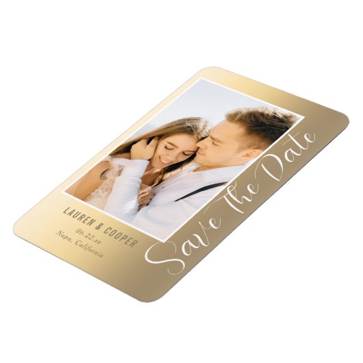 Magnet Flexible Enregistrer La Date Gold Style Script Modern Maria (Côté Gauche)