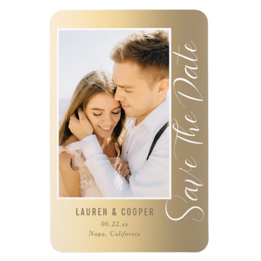 Magnet Flexible Enregistrer La Date Gold Style Script Modern Maria (Vertical)