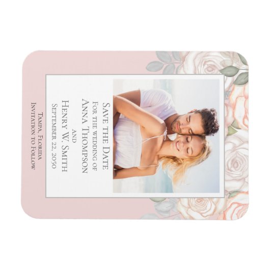 Magnet Flexible Enregistrer la date Mariage Élégant floral moderne (Horizontal)